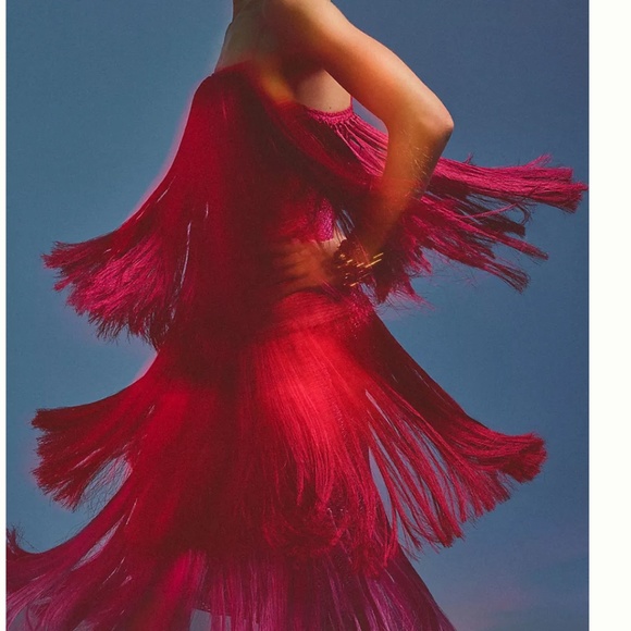 Let Me Be Tiered Fringe Ombre Glam Party Elegant Chic Art Deco Tassel Hip Dress - Picture 5 of 5